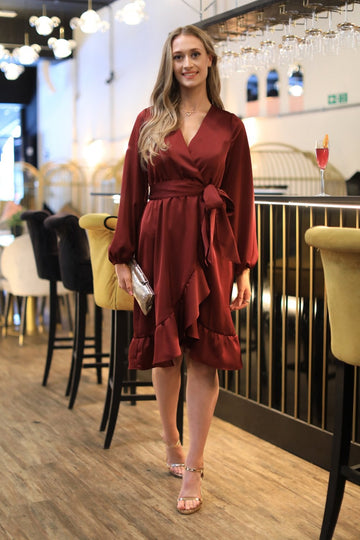 Red Frill Wrap Dress Double Second